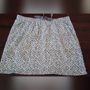 LOFT Gray and White Patterned A-Line Skirt